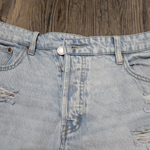 Aeropostale Blue Jean Shorts Distressed High-Waisted, Mom Short, Size 12 - Picture 4 of 16